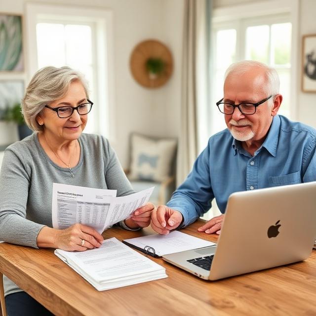 Older North Carolina couple comparing Medicare plan options with a local agent before open enrollment